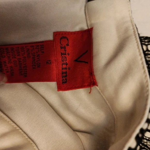 V Cristina brand black lace, nude lined. Wide leg pants sz 12 - Picture 3 of 8